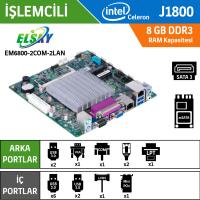 Elsky EM6800-2LAN-2COM Intel Celeron J1800 Fansız Endüstriyel Mini ITX Anakart
