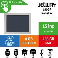 Jetway 150GR Intel Celeron J6412 8GB 256GB SSD Freedos 15" Endüstriyel Panel Pc