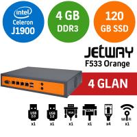 Jetway F533 Orange Intel Celeron J1900 4GB 120GB SSD 4 Port Endüstriyel Firewall Pc