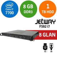 Jetway F592 1U Intel Core i7 7700 8GB 1TB HDD 8 Port Endüstriyel Firewall Pc
