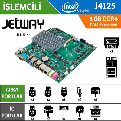 Jetway JLI1S-5L Intel Celeron J4125 Fansız Endüstriyel Mini ITX Anakart