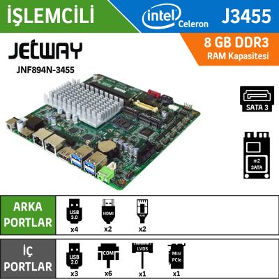 Jetway JNF894N-3455 Intel Celeron N3455 Fansız Endüstriyel Mini ITX Anakart