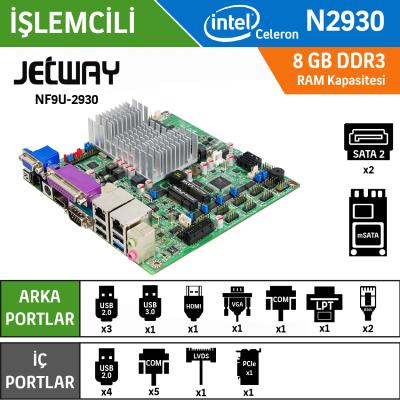 Jetway NF9U-2930 Intel Celeron N2930 Fansız Endüstriyel Mini ITX Anakart