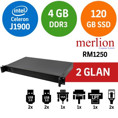 Merlion RM1250 1U Intel Celeron J1900 4GB 120GB SSD 2 Port Endüstriyel Firewall Pc