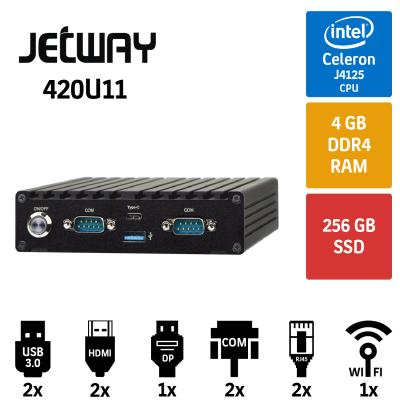 Jetway 420U11-4125B Endüstriyel Mini PC 2xHDMI 2xLan